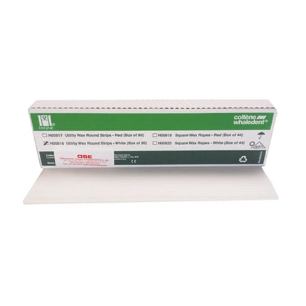 Coltene - Hygenic Utility Wax Strips - White Round 11" x 3/16", Box of 80