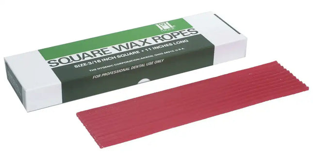 Coltene - Hygenic Wax Ropes - Red Square 11" x 3/16", Box of 44