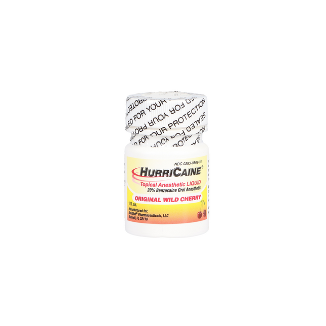 HurriCaine Topical Anesthetic Liquid, 1 oz/Jar, Original Wild Cherry, 1/Pk, 0283-0569-31