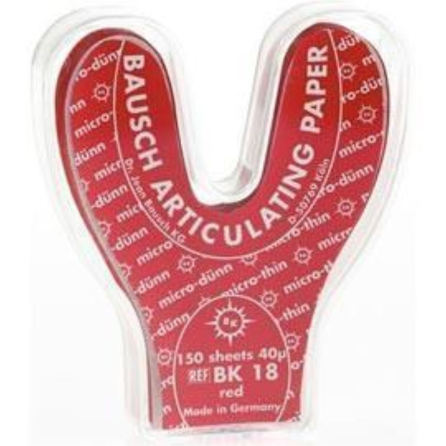 Arti-Check Micro-Thin Articulating Paper, Horseshoe, 40 microns, Red, 150/Pk, BK18