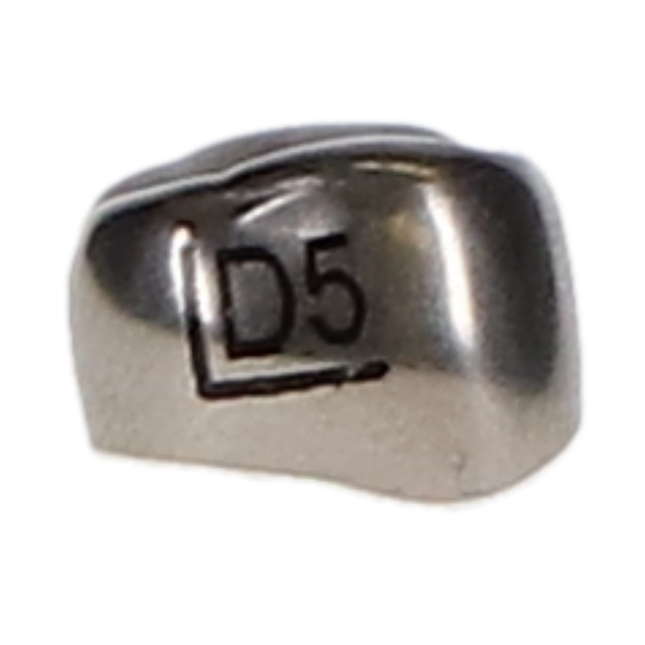 Ion Nichro Stainless Steel Molar Crowns, Pediatric, First Primary Molar, # 5 Upper Left, 5/Pk, DUL5