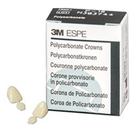 Polycarbonate Crowns, Adult, Central, # 12 Upper Right, Universal Shade, 5/Pk, P12