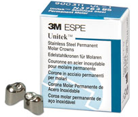 Unitek Preformed Stainless Steel Crowns, Adult, Second Permanent Molar, Lower Left, # 1, 5/Pk