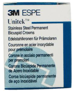 Unitek Preformed Stainless Steel Crowns, Adult, First Permanent Molar, Lower Right, # 1, 5/Pk