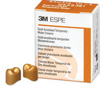 Gold Anodized Preformed Aluminum Temporary Crowns, Adult, First Molar, Lower Left, # 2, 5/Pk