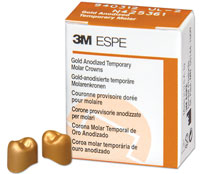 Gold Anodized Preformed Aluminum Temporary Crowns, Adult, First Molar, Lower Left, # 3, 5/Pk