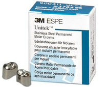Gold Anodized Preformed Aluminum Temporary Crowns, Adult, First Molar, Upper Left, # 6, 5/Pk