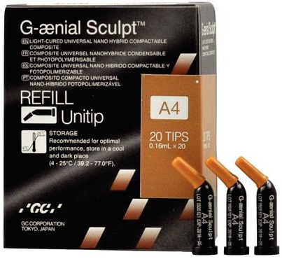 G-aenial Sculpt Universal Composite, Unitip Refill, 0.16 ml, A4, 20/Pk, 009173