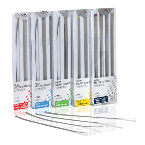 Metal Finishing Strips, Package, # 1000 Assorted Width Mesh, 50 Micron, Fine, Yellow, 12/Pk, 000263