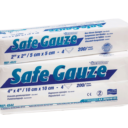 SafeGauze Premium Non-Woven Sponges, Non-Sterile, 4-Ply, 2" x 2", 5000/Pk, 4522-5