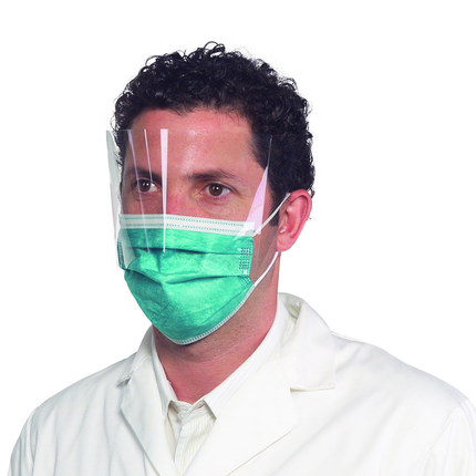 SafeMask Premier Elite ProShield Procedure Earloop Face Mask, with Visor, ASTM Level 3, Teal, 25/Box, 2025