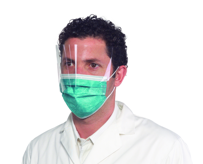 SafeMask Premier Elite ProShield Procedure Earloop Face Mask, with Visor, ASTM Level 3, Teal, 25/Box, 2025