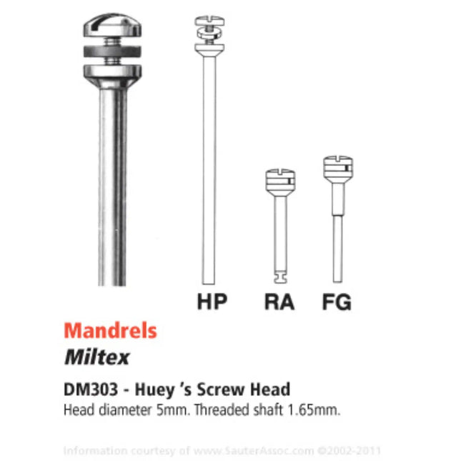 Miltex - 303 Huey's Screw HP Mandrels 12/pk