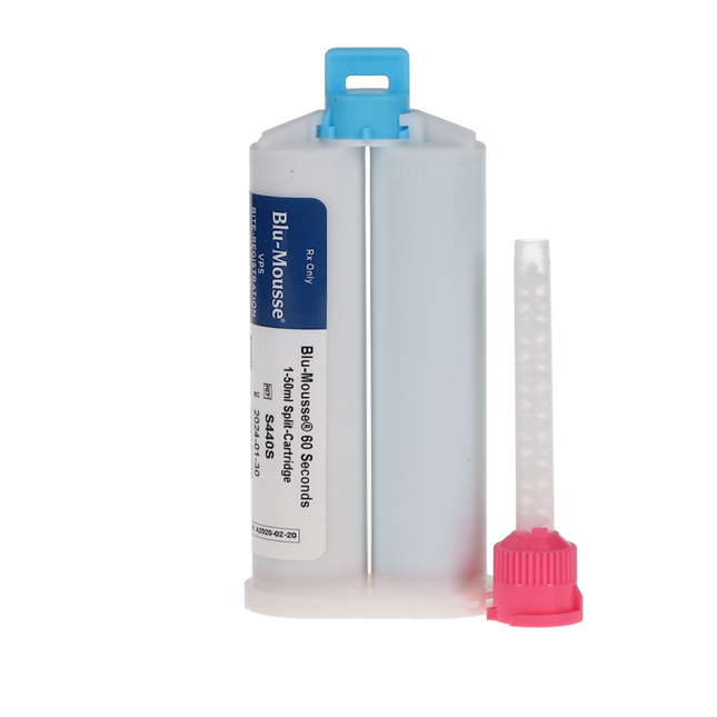 Blu-Mousse VPS Bite Registration Material, 60 Split Cartridge, 50 ml, 2/Pk, S440S