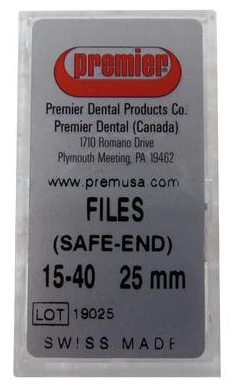 K-File, Stainless Steel, 25 mm, # 15-40, Assorted, 6/Pk, 9053248