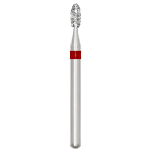 Solo Diamond Single Use Burs, FG, Egg, # 1900, 2.3 mm, Fine, Red, 25/Pk, 379023F