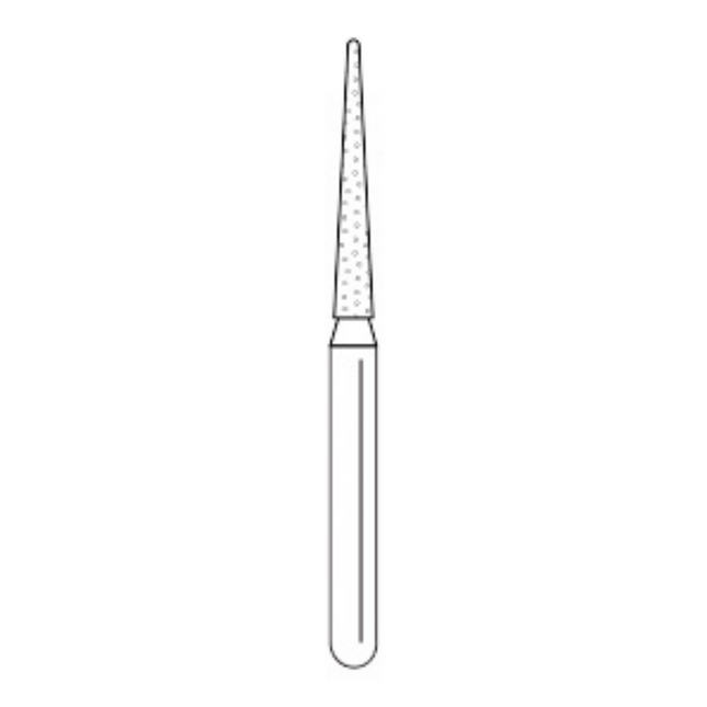 Solo Diamond Single Use Burs, FG, Tapered Fissure, # 3314.10, 1.4 mm, Extra Fine, Yellow, 25/Pk, 135014EF