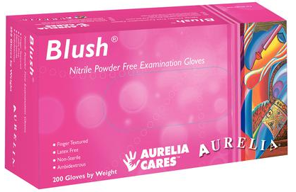 Aurelia Blush Nitrile Examination Gloves, Powder-Free, Non-Sterile, Large, Blush Pink, 200/Box