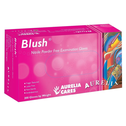 Aurelia Blush Nitrile Examination Gloves, Powder-Free, Non-Sterile, X-Small, Blush Pink, 200/Box