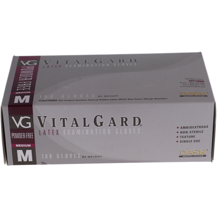 Aurelia Vibrant Chlorinated Examination Latex Gloves, Micro-Textured, Powder-Free, Large, 100/Box, 98228