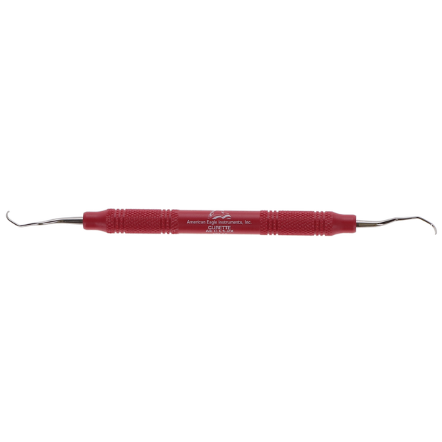 Universal Curette, # 1-2 Langer, Posterior Mesial/Distal, EagleLite Handle, Resin, 3/8", Red, 1/Pk, AECL1-2X