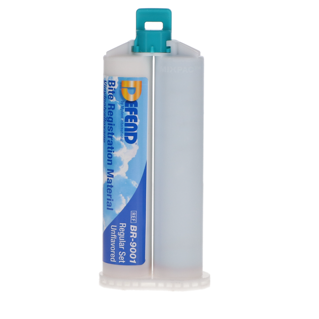 Defend Bite Registration Material, Regular Set, 50 ml, Unflavored, Light Blue, 2/Pk, BR9001