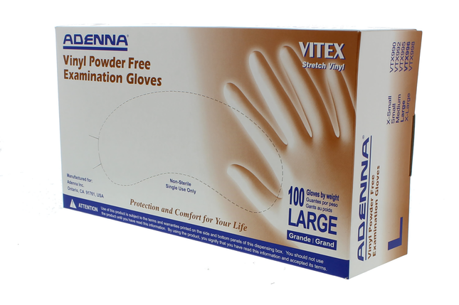 Vinyl PF Exam Gloves 100/Bx Large, VPF236