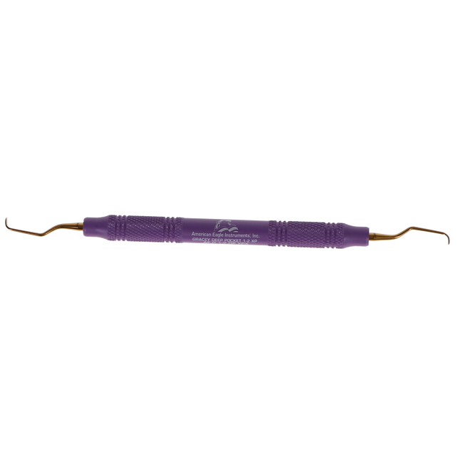 Gracey Deep Pocket Curette, XP, # 1-2, EagleLite Handle, Resin, 3/8", Purple, 1/Pk, AEGDP1-2XPX