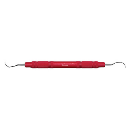 Universal Curette, # 3-4 Langer, Posterior Mesial/Distal, EagleLite Handle, Resin, 3/8", Red, 1/Pk, AECL3-4X