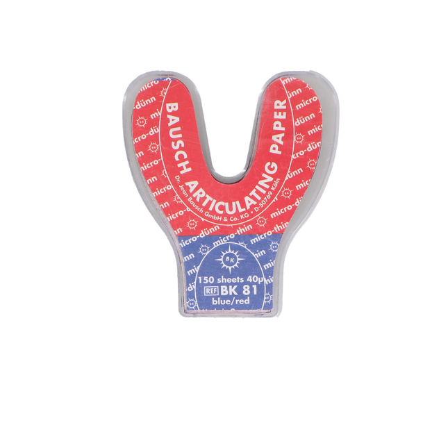 Arti-Check Micro-Thin Articulating Paper, Horseshoe, 40 microns, Blue/Red, 150/Pk, BK81