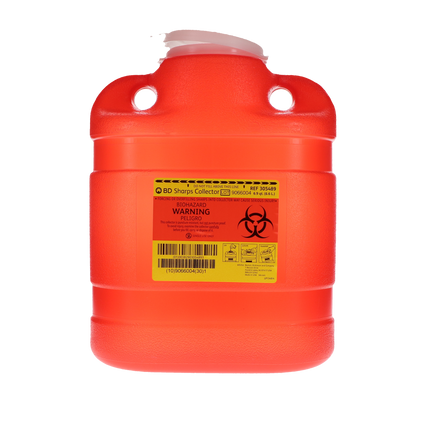 Multi-Use One-Piece Sharps Collectors, Hinged Lid with Petals, 6.9 Qt, Medium, Red, 1/Pk, 305489