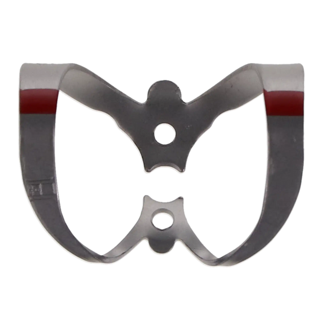 Coltene - Hygenic Fiesta Color Coded Clamps. #9 (red) winged metal dam clamp. Anterior