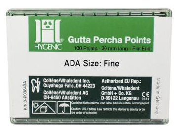 Hygenic Gutta Percha Points, Machine-Rolled, Classic, 28 mm, Fine, 5 Vials of 20 Points/Pk, H01224