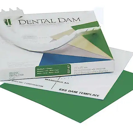 Coltene - Hygenic 6" x 6" Medium Green Non-Latex Dental Dam, Package of 75