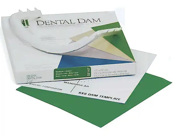 Coltene - Hygenic 6" x 6" Medium Green Non-Latex Dental Dam, Package of 75