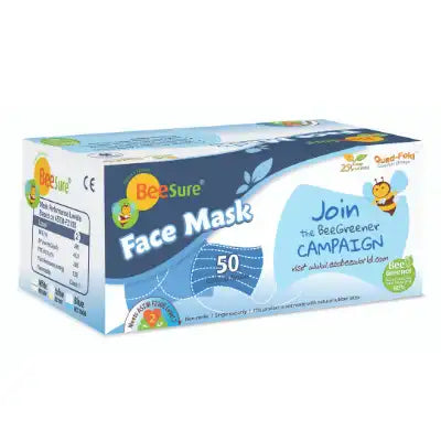 BeeSure Earloop Masks Yellow 50/Bx ASTM 2