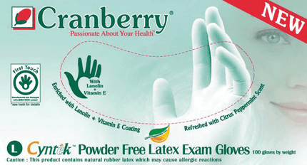 Cyntek PF Latex Gloves: Medium, Powder-Free 100/Bx. Non-Sterile - 7837