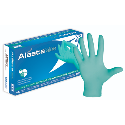 Alasta Aloe Nitrile Gloves, Powder-Free, Medium, 100/Box, AA100M
