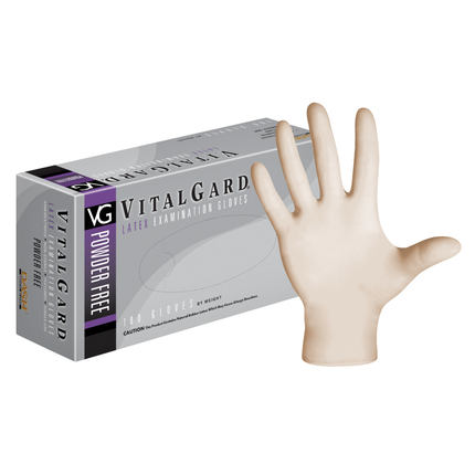 VitalGard Latex glove: X-Large 100/Bx. Powder-Free, Textured, Chlorinated - VPF100XL