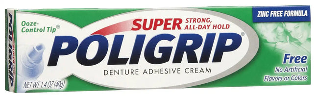 Super Poligrip? Free Denture Adhesive Cream Travel Size, 0.75 oz. tube, 12/pkg, 4 pkg/cs (48 tubes total)