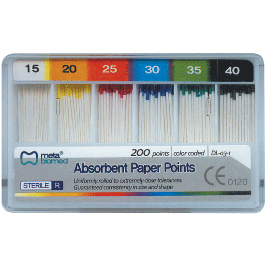Absorbent Paper Points, Sterile, Bulk Pack, Coarse, 200/Pk