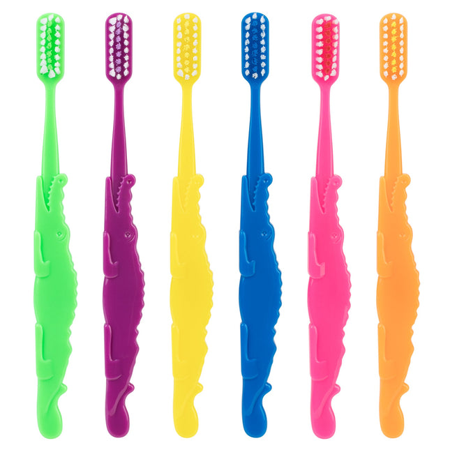 Child Toothbrushes Alligator-Shaped Handle Narrow Neck & Classic-Shaped Head Soft , 7045210