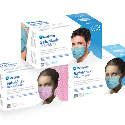SafeMask TailorMade Procedure Mask with Chin Wire, ASTM Level 1, Pink, 50/Box, 2071