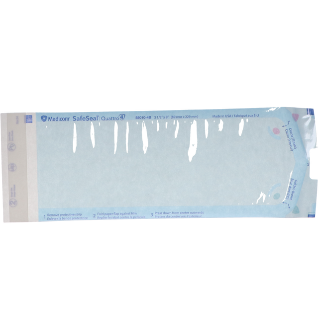 SafeSeal Quattro Pouches, Bulk, 3.5" x 9", 500/Pk, 88010-4B