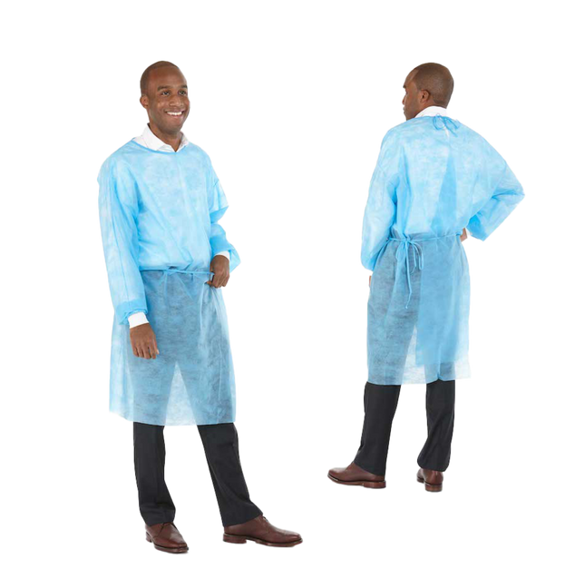 SafeWear Form-Fit Disposable Isolation Gown, Regular, Bright Blue, 12/Pk, 8114