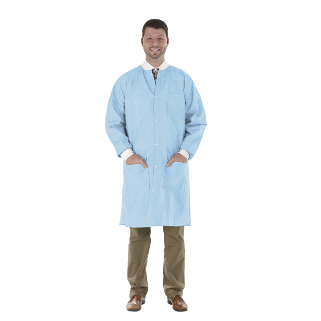 SafeWear Disposable High Performance Lab Coat, Large, Soft Blue, 12/Pk, 8112-C