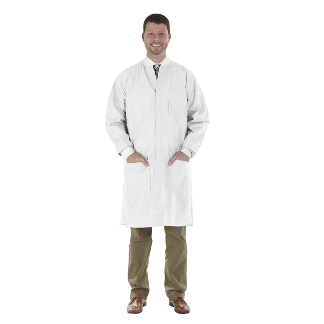 SafeWear Disposable High Performance Lab Coat, Large, White Frost, 12/Pk, 8110-C