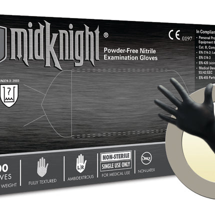 MidKnight Nitrile Gloves, Powder-Free, Large, 100/Pk, MK-296-L