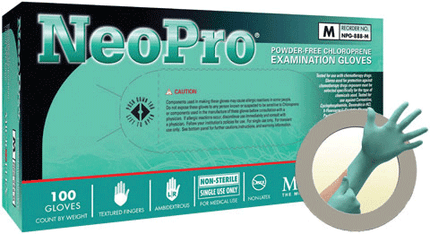 NeoPro Chloroprene Gloves, Powder-Free, Large, Green, 100/Box, NPG-888-L