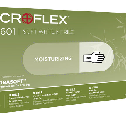 Tranquility Nitrile Gloves, Powder-Free, Large, White, 100/Box, TQ-601-L